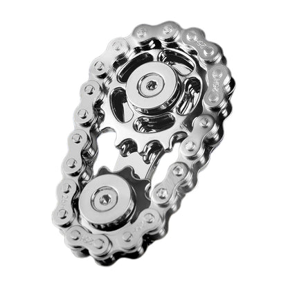 Bike Chain Fidget Toy Metal Spinner Stress Relief Focus Aid Silver