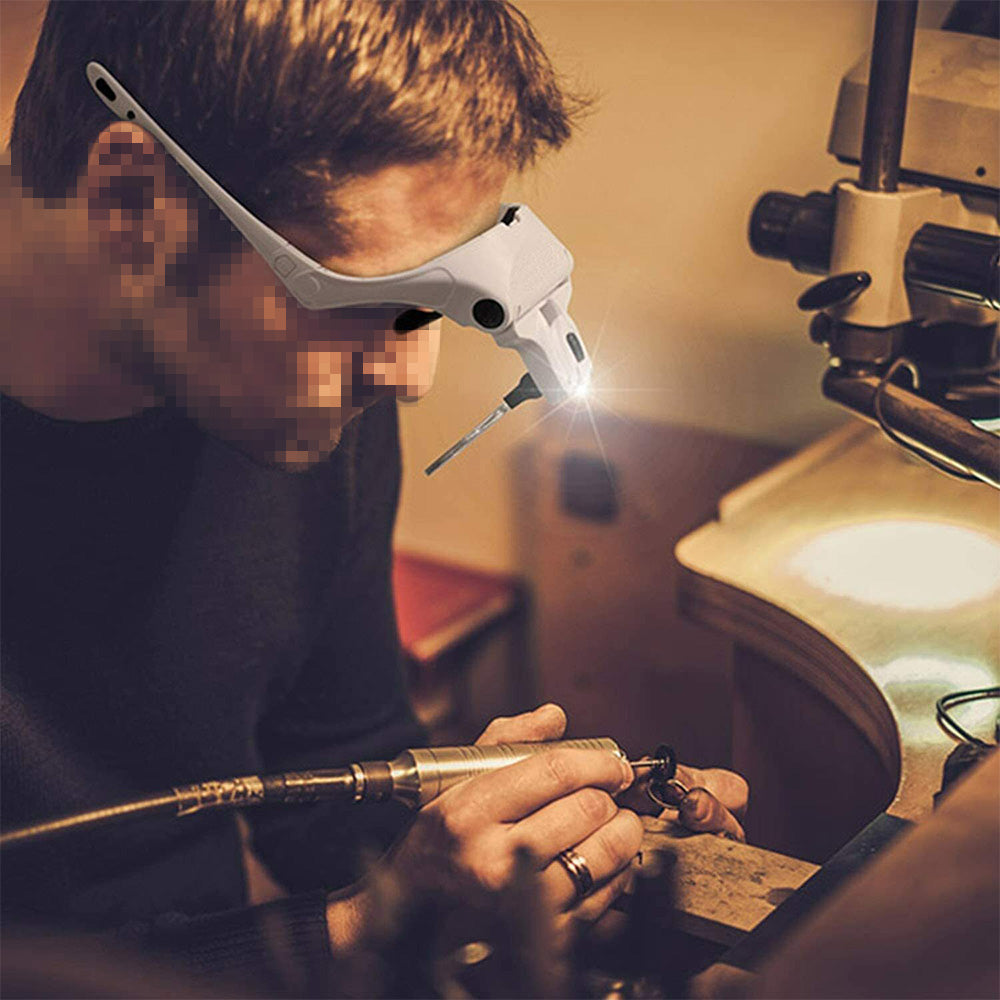 USB Rechargeable LED Head Optical Glasses for Reading and Crafting