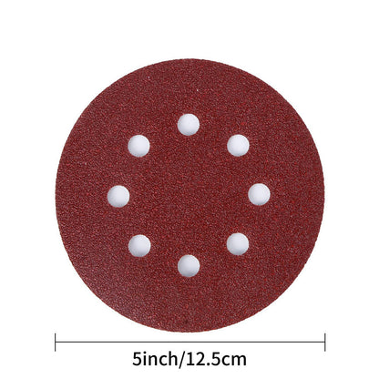 100Pcs Set 50-Inch Sanding Discs 8-Hole Round Sandpapers for Random Orbital Sander