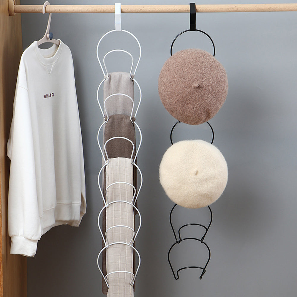 Adjustable 5-Hook Hanging Wig Hat Racks Over The Door Baseball Caps Holder Organizer White