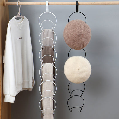 Adjustable 5-Hook Hanging Wig Hat Racks Over The Door Baseball Caps Holder Organizer White