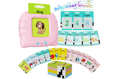 Talking Flash Cards Pocket Speech Toys 224 Sight Words Educational Language Learning Toys for Boys Girls Gifts-Pink