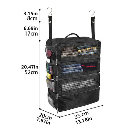 Large Hanging Travel Organizer with 4 Compartments  - Black