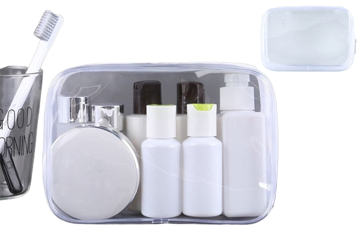 Portable Clear Makeup Bag Zipper Transparent Travel Storage Pouch Cosmetic Toiletry Bag