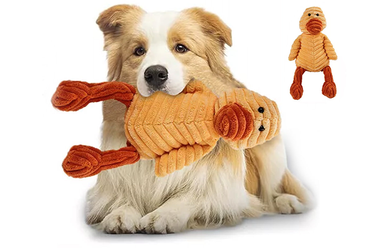 Cute Pet Dog Chew Toy Squeaker Squeaky Soft Plush Play Sound Puppy Teeth Toy-Duck