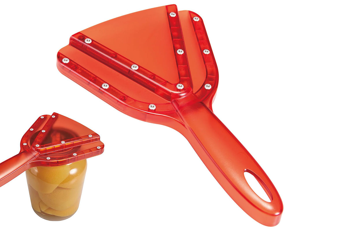 Kitchen Can Opener Dual-Layer Adjustable Jar Opener Bottle Opener for Various Lids -Red