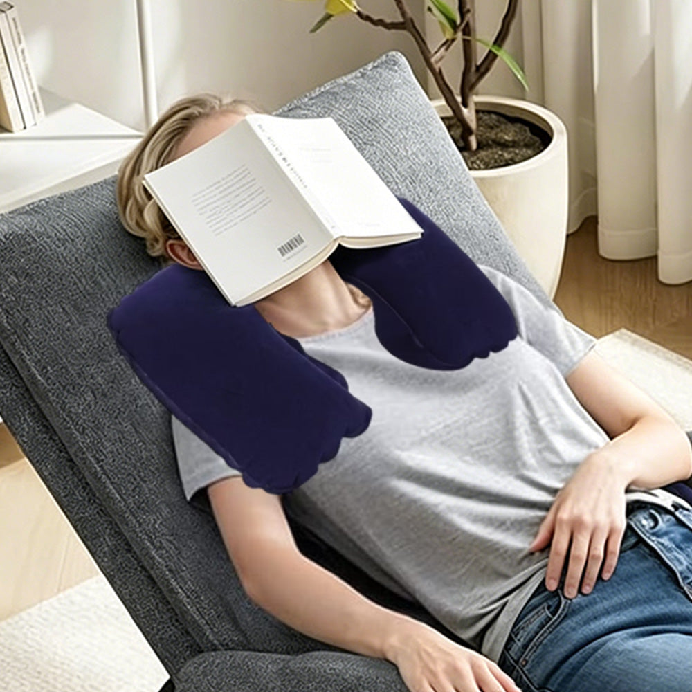 2 Pack Inflatable Travel Neck Pillow-Dark Blue