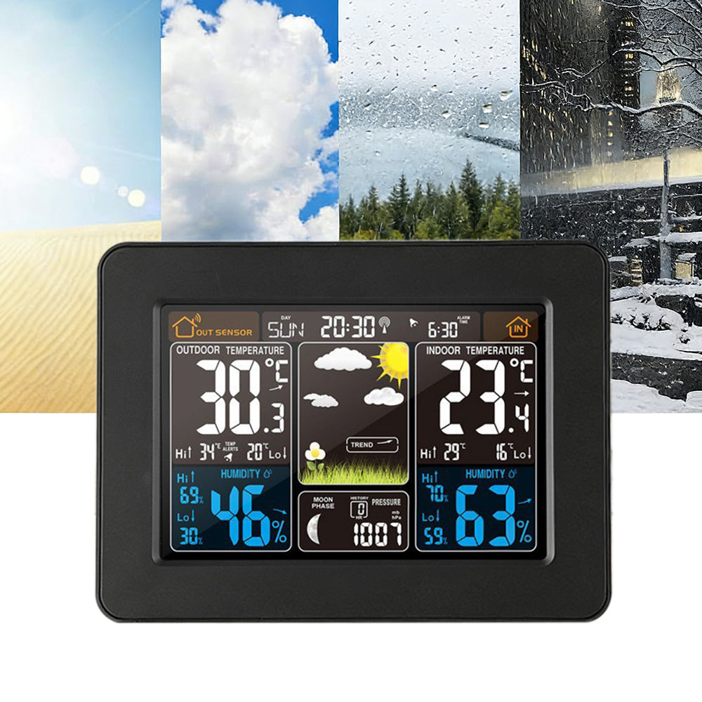 Weather Station Wireless Thermometer Digital Thermometer with Remote Sensor-Khaki