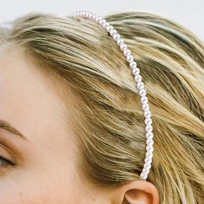7 Piece Retro Pearl and Ribbon Hair Headband Set for Women-Coffee