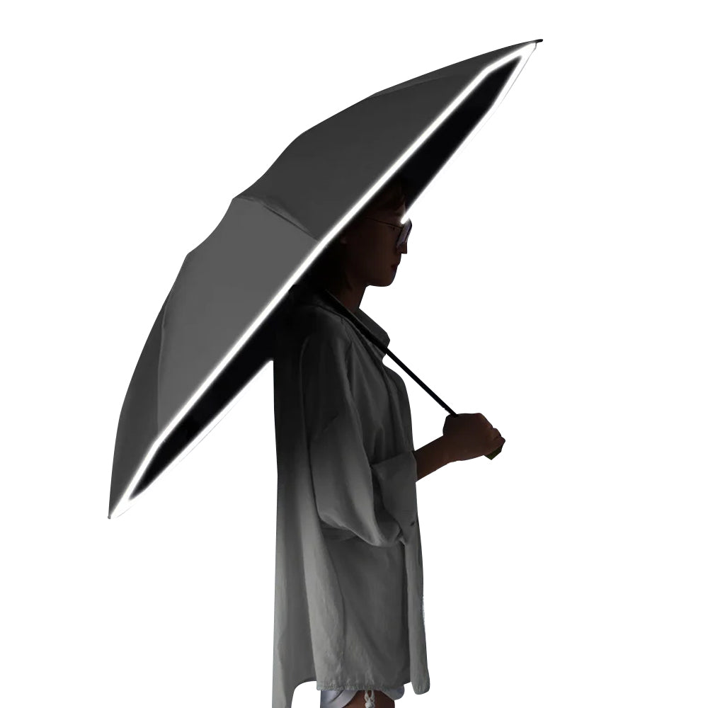 Automatic Folding Umbrella Inverted Umbrella Reverse Umbrella UV Protection Sun Umbrella with Safe Reflective Stripe Black