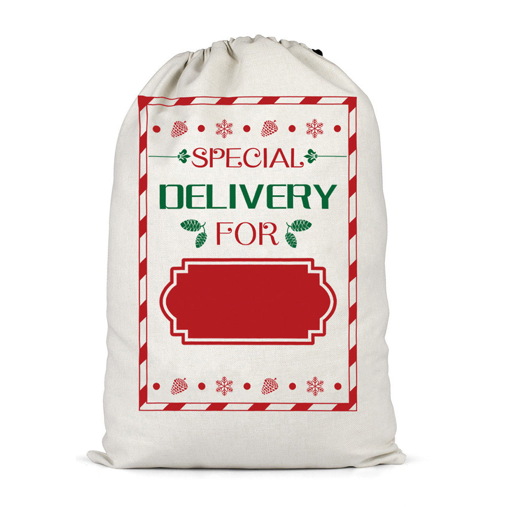 Christmas Gift Canvas Bags Santa Sacks with Drawstring Closure Style 3
