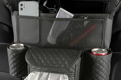 Car Handbag Holder Net Pocket Organizer For Handbag Storage Between Seats-Black