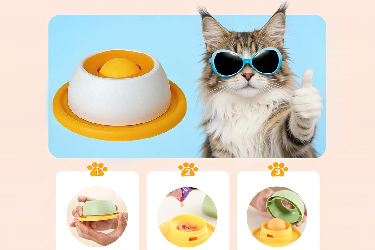 Dog Licking Bowl Slow Feeder Bowls - Yellow
