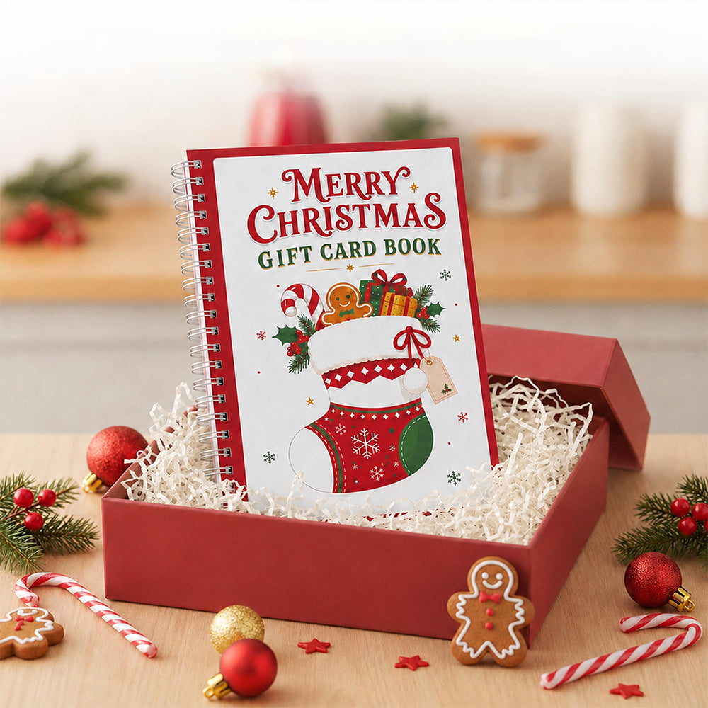 Christmas Gift Card Book Coil Bound Card Holder Book - Socks