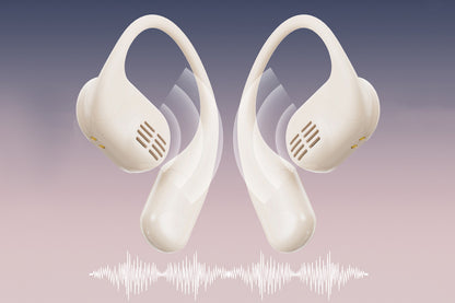 Open Ear Earbuds Bluetooth 5.3 Wireless Headphones IPX5 Waterproof for Sports-Beige