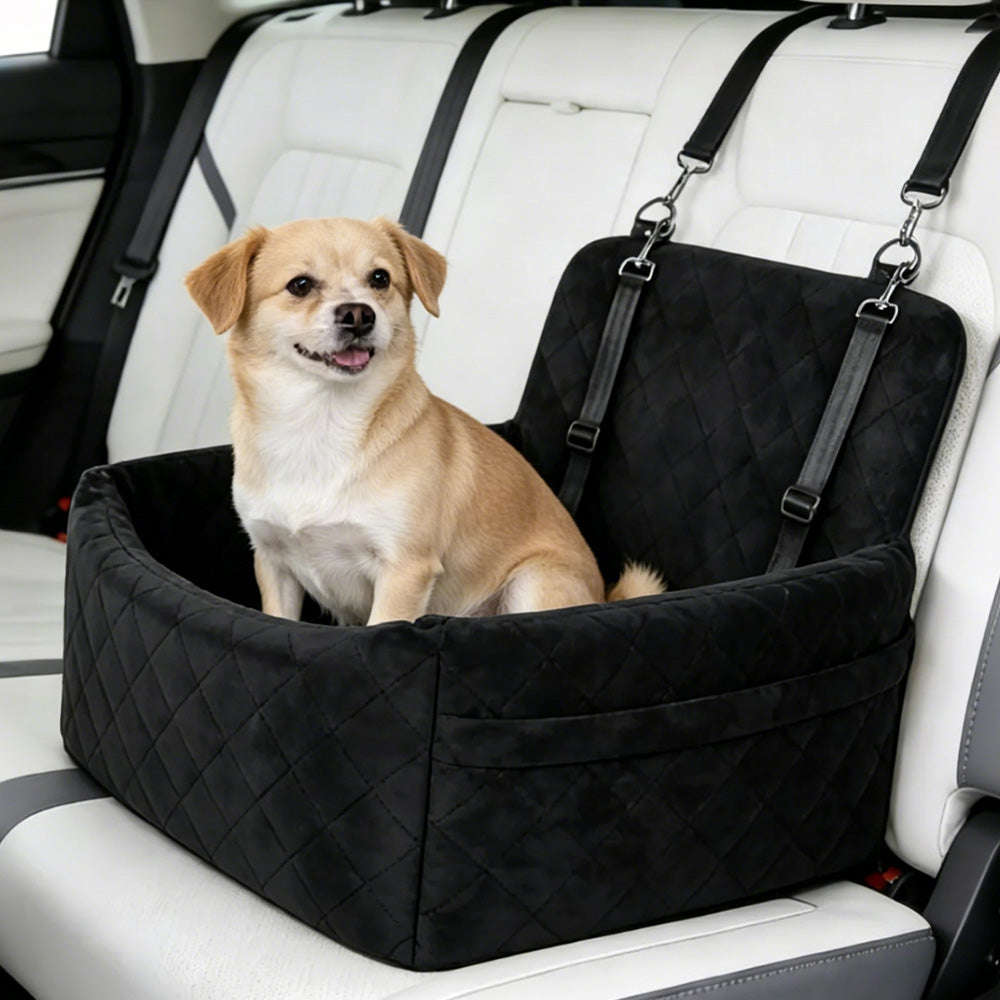 Car Dog Bed Pet Booster Seat For Small Dogs And Cats-Black