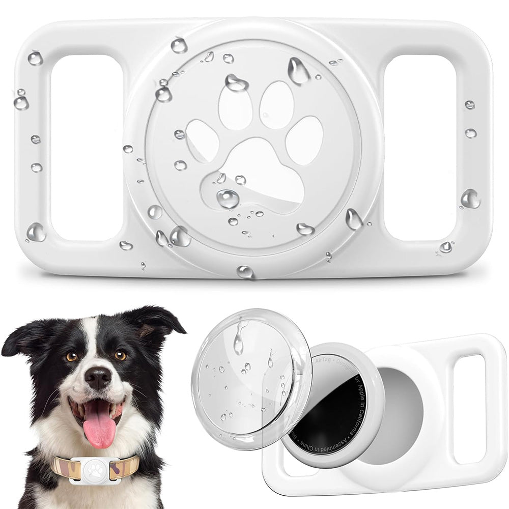 2PCS Waterproof Silicone Dog Collar Holder for Apple AirTag White