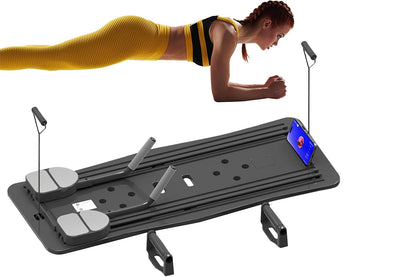 Pilates Machine Foldable 5-in-1 Portable Pilates Board with Elbow Support Home Gym Equipment for Weight Loss Training -Black