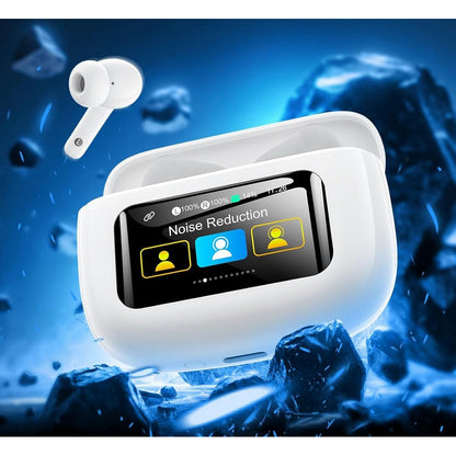 Wireless Earbuds Bluetooth Headphones with ANC Noise Cancelling and LED Display Case-White