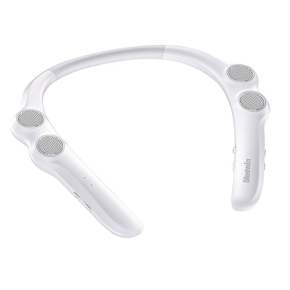 Neckband Bluetooth Speaker Wireless Wearable Speaker with 3D Stereo Sound and Mic-White