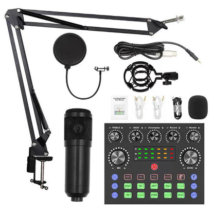 Recording Condenser Microphone Kit with Sound Card for Streaming YouTube TikTok -Black