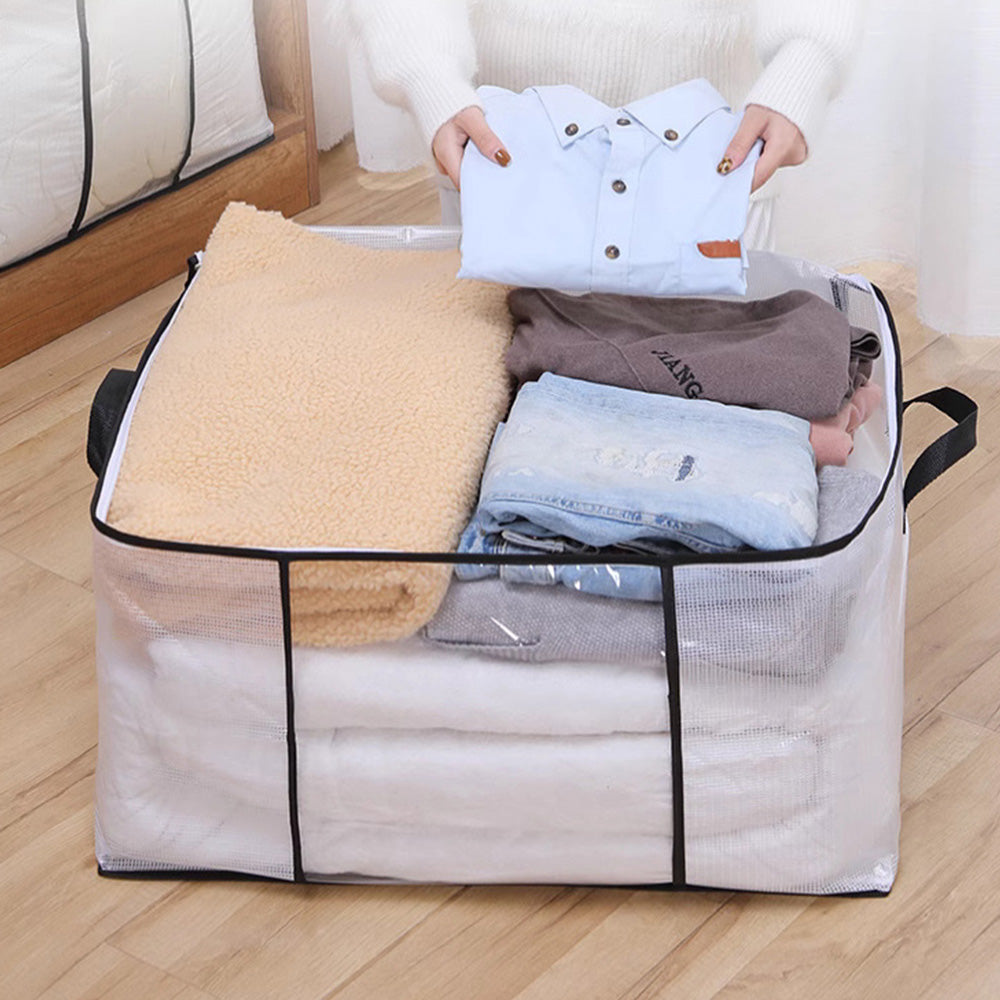 Clear Clothes Storage Bag with Handle Closet Organizer Container for Bedding Blanket Pillow Clothing Style 1