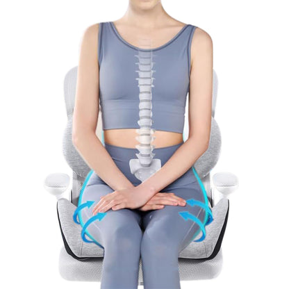 Memory Foam Seat Cushion Lumbar Support Pillow Chair Pad for Office Car-Grey