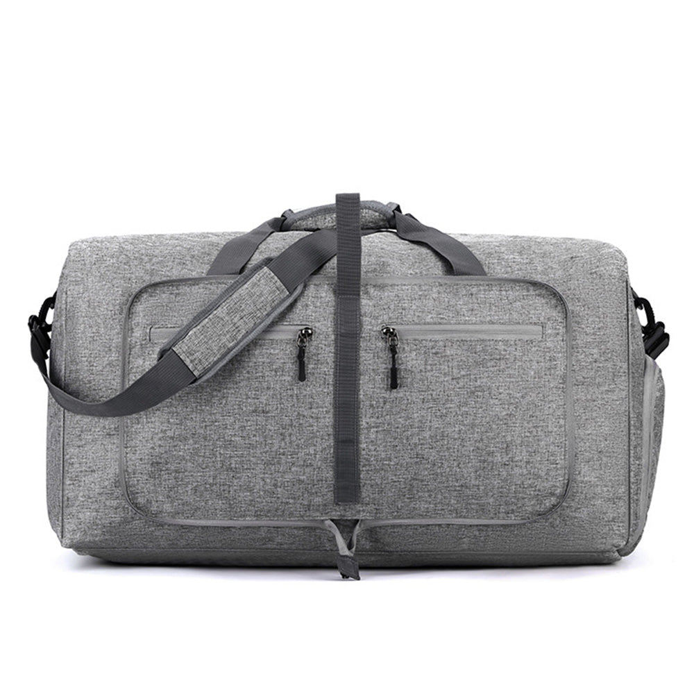 Large Foldable Travel Duffel Bag Carry-On Shoulder Bag with Shoe Compartment Grey