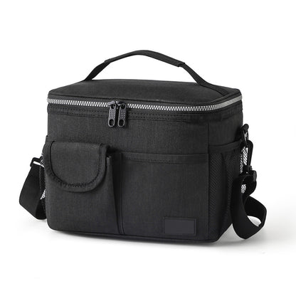 Insulated Lunch Bag Large Capacity with Shoulder Strap-Black