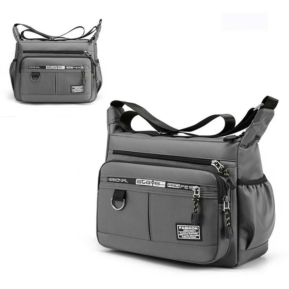 Multi-Pocket Men's Crossbody Shoulder Bag for Outdoor Travel and Commuting -Grey