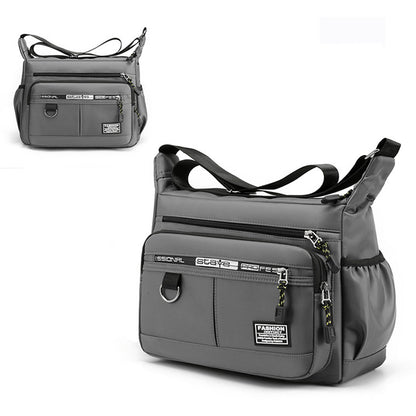 Multi-Pocket Men's Crossbody Shoulder Bag for Outdoor Travel and Commuting -Grey