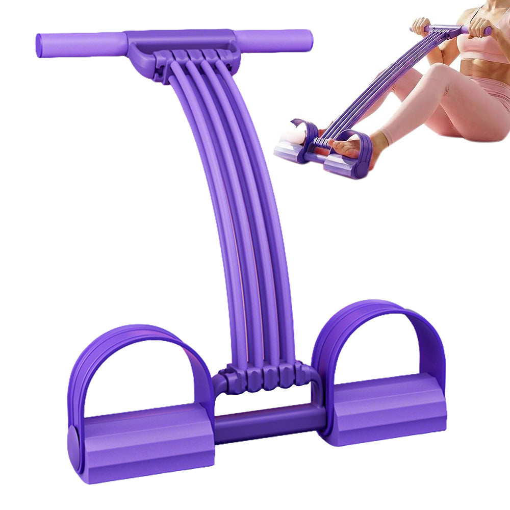 8 Tube Detachable Adjustable Pedal Resistance Band with Handle for Full Body Shaping-Purple