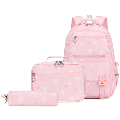 3 Piece Girls School Backpack Set with Lunch Bag Pencil Case - Pink