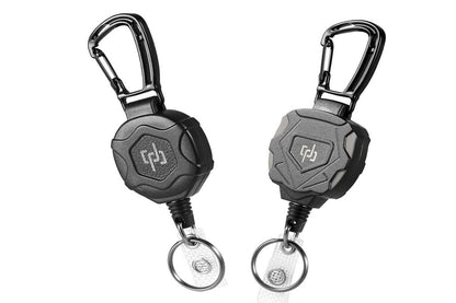 Heavy Duty Retractable ID Badge Holder Keychain Black and Grey