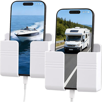 2 Pack Wall Mount Phone Holder with Peel and Stick -White