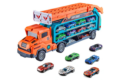 Carrier Truck Transport Car Toys Foldable 3 Layer Car Race Track Toys -Green