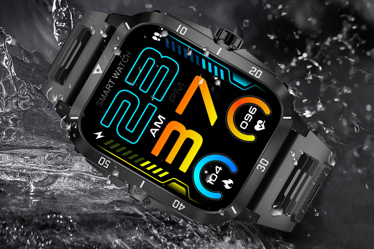 Waterproof Smartwatch for Men Android iOS Phones Smart Watch Fitness Tracker 1.96 Inch Blood Pressure Heart Rate Sport Pedometer Sleep Digital Step Activity Monitor-Black Silver