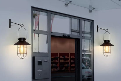 Solar Lantern Hanging Light LED Outdoor Water-Resistant Yard Patio Garden Decor Lamp-Brassiness