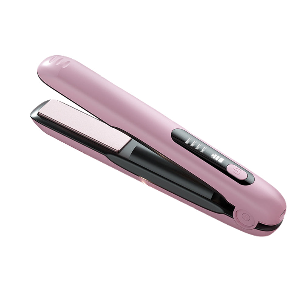 2 in 1 Portable Hair Straightener and Curler Cordless USB Mini Hair  Flat Iron-Pink