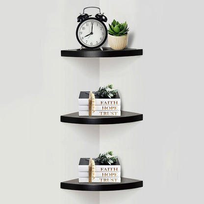 Floating Corner Shelf Set for Wall Storage-Black