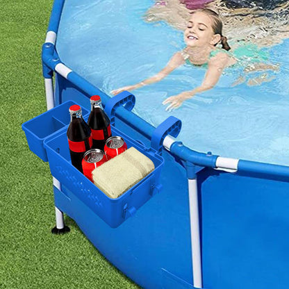 Hanging Poolside Storage Baskets with Cup Holders Above Ground Pool Accessories Blue