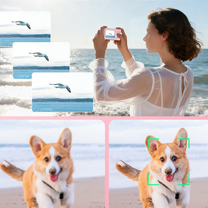 4K Digital Camera Dual Screen Selfie Camera for Vlogging - Pink