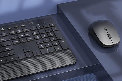 Wireless Keyboard Mouse Combo Full-Size Quiet Keyboard with Palm Rest and Phone Holder