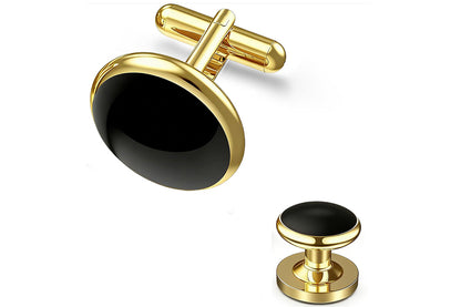 8 Pieces Men Tuxedo Cufflink and Shirt Stud Set for Weddings Parties - Gold