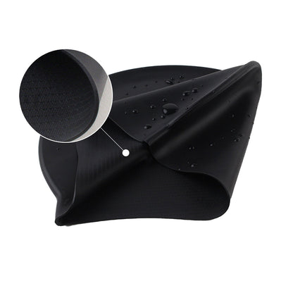 Elastic Silicone Swimming Cap Solid Color Water-resistant Ear Protection Hat Black