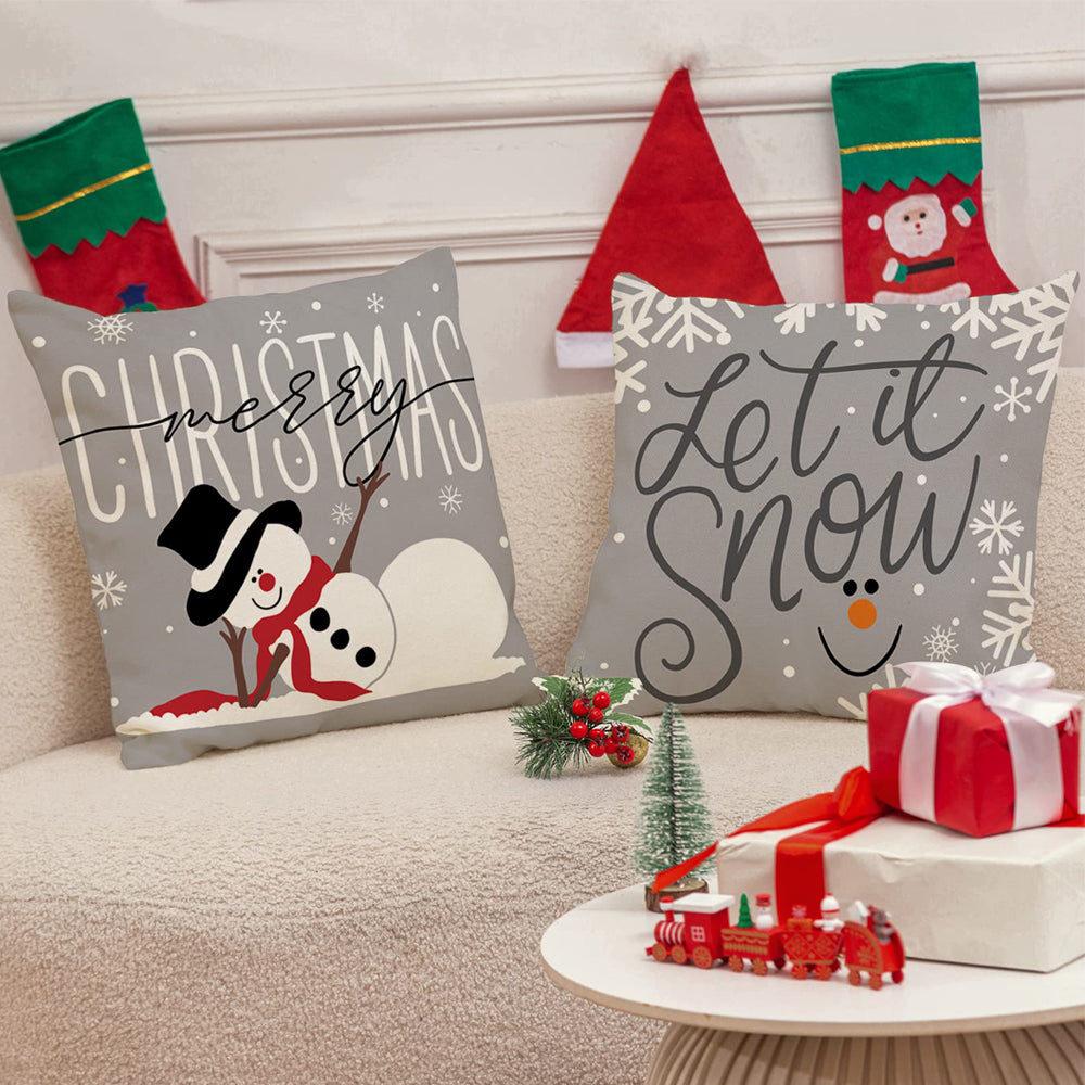 4 Pack 45x45cm Christmas Pillow Covers Plush Pillowcase - White