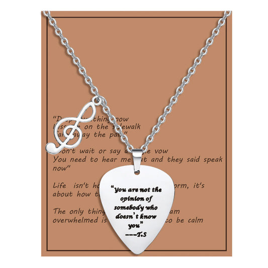 Guitar Pick Necklace Stainless Steel Taylor Inspired Jewelry Accessories Style 1