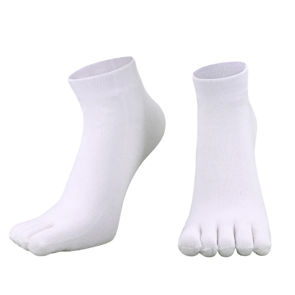 5 Piece Mens Breathable Five Toe Socks - White