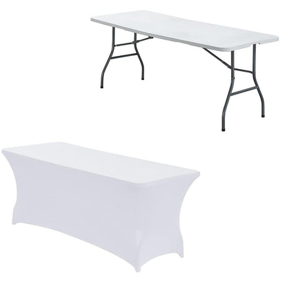 Rectangular Spandex Stretch Tablecloth for Wedding Party White