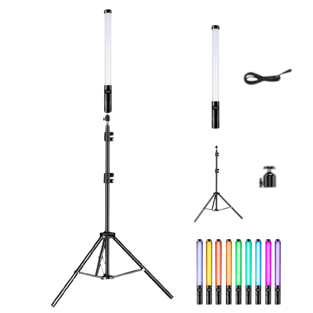 Adjustable RGB LED Light Wand Handheld Colorful Mood Light Stick Bar for Photography